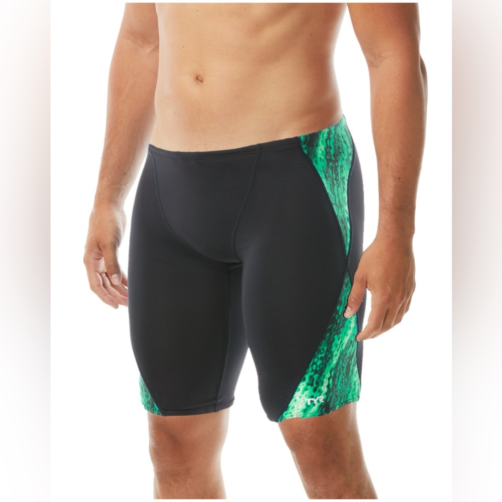 NWT TYR Men's Pytha Blade Splice Durafast Elite Jammer Swimsuit UPF 50+ Size 36